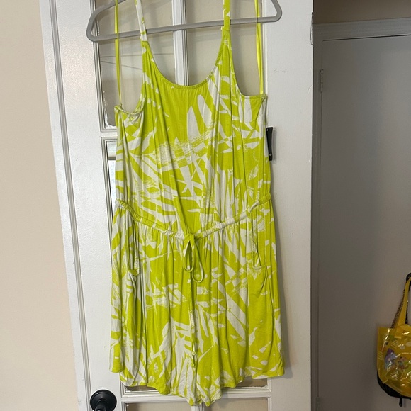 torrid Pants - torrid Lime Green & White Print Romper Jumpsuit